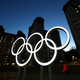 A nighttime view of the Olympic rings located near the Athletes’ Village in Pyeongchang, South Korea. Photo: Getty